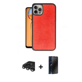 MARSİLYAN™- iPhone 15 Pro Kılıf Kıvılcım Işık Serisi - Siyah 3D Antistatik Hayalet Cam Ekran Koruyucu + Raze Metal Kamera Lens - TMGI
