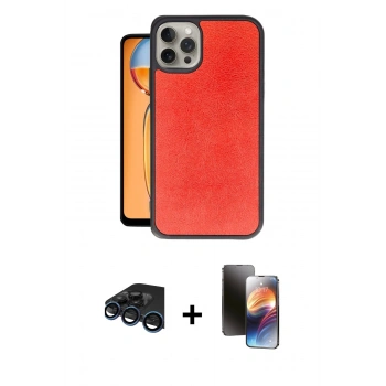 MARSİLYAN™- iPhone 15 Pro Kılıf Kıvılcım Işık Serisi - Siyah 3D Antistatik Mat Seramik Nano Ekran Koruyucu + Raze Metal Kamera Lens - LT