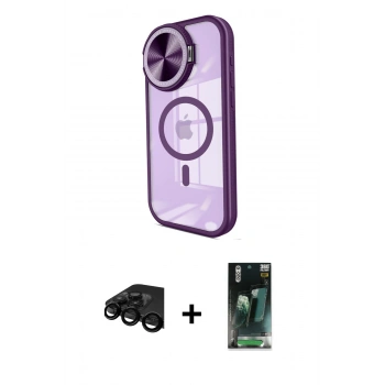 MARSİLYAN™- iPhone 15 Pro Kılıf Kıvılcım Modern Koleksiyonu - Şeffaf 360 Full Body Arka Koruyucu + Raze Metal Kamera Lens - SH