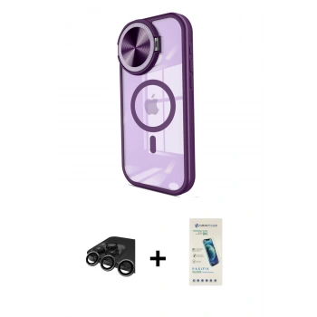 MARSİLYAN™- iPhone 15 Pro Kılıf Kıvılcım Modern Koleksiyonu - Şeffaf Pasifik Cam Ekran Koruyucu + Raze Metal Kamera Lens - TMGI