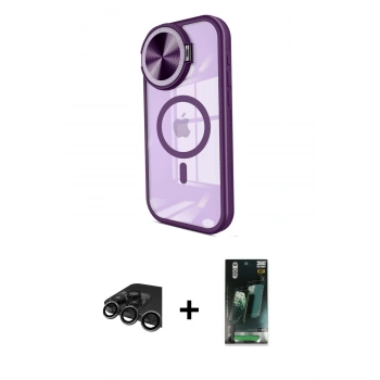 MARSİLYAN™- iPhone 15 Pro Kılıf Kıvılcım Modern Koleksiyonu - Siyah 360 Mat Full Body Arka Koruyucu + Raze Metal Kamera Lens - TMGI