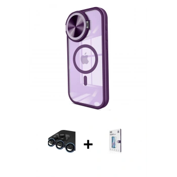MARSİLYAN™- iPhone 15 Pro Kılıf Kıvılcım Modern Koleksiyonu - Siyah Bilvis 0.18mm Plus Cam Ekran Koruyucu + Raze Metal Kamera Lens - LT