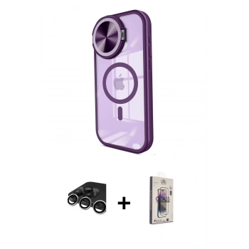 MARSİLYAN™- iPhone 15 Pro Kılıf Kıvılcım Modern Koleksiyonu - Siyah Bilvis 3D Cam Ekran Koruyucu + Raze Metal Kamera Lens - GS