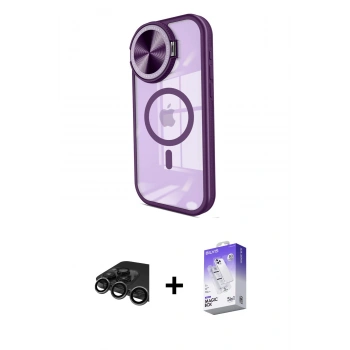 MARSİLYAN™- iPhone 15 Pro Kılıf Kıvılcım Modern Koleksiyonu - Siyah Bilvis 5in1 3D Magic Cam Ekran Koruyucu + Raze Metal Kamera Lens - TMGI
