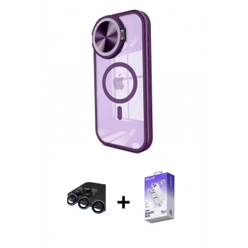 MARSİLYAN™- iPhone 15 Pro Kılıf Kıvılcım Modern Koleksiyonu - Siyah Bilvis 5in1 3D Magic Cam Ekran Koruyucu + Raze Metal Kamera Lens - LT