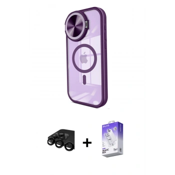 MARSİLYAN™- iPhone 15 Pro Kılıf Kıvılcım Modern Koleksiyonu - Siyah Bilvis 5in1 3D Magic Cam Ekran Koruyucu + Raze Metal Kamera Lens - SH
