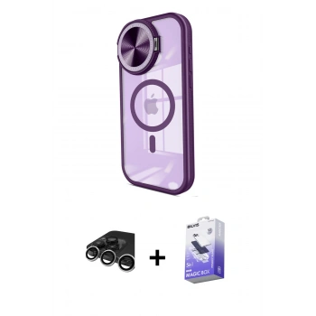 MARSİLYAN™- iPhone 15 Pro Kılıf Kıvılcım Modern Koleksiyonu - Siyah Bilvis 5in1 5D Magic Hayalet Cam Ekran Koruyucu + Raze Metal Kamera Lens - GS