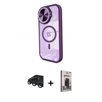 MARSİLYAN™- iPhone 15 Pro Kılıf Kıvılcım Modern Koleksiyonu - Siyah Bilvis Hayalet Cam Ekran Koruyucu + Raze Metal Kamera Lens - LT