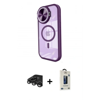 MARSİLYAN™- iPhone 15 Pro Kılıf Kıvılcım Modern Koleksiyonu - Siyah Bilvis Hayalet Cam Ekran Koruyucu + Raze Metal Kamera Lens - TMGI