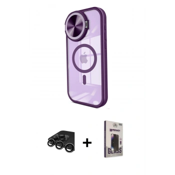 MARSİLYAN™- iPhone 15 Pro Kılıf Kıvılcım Modern Koleksiyonu - Siyah Bilvis Hayalet Cam Ekran Koruyucu + Raze Metal Kamera Lens - TMGI