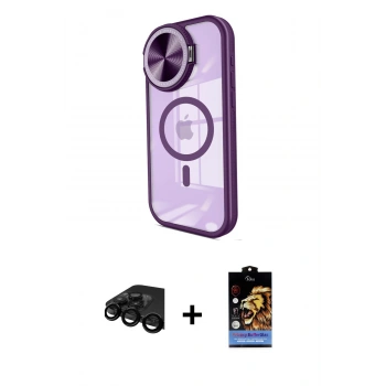 MARSİLYAN™- iPhone 15 Pro Kılıf Kıvılcım Modern Koleksiyonu - Siyah Buffer Hayalet Cam Ekran Koruyucu + Raze Metal Kamera Lens - SH