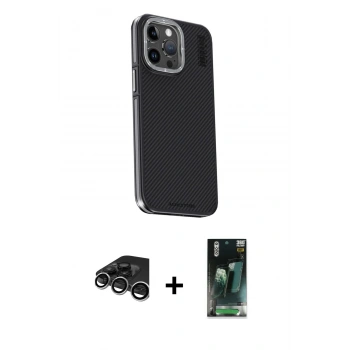 MARSİLYAN™- iPhone 15 Pro Kılıf Kıvılcım Modern Özel Seri - Şeffaf 360 Full Body Arka Koruyucu + Raze Metal Kamera Lens - GS