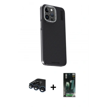 MARSİLYAN™- iPhone 15 Pro Kılıf Kıvılcım Modern Özel Seri - Şeffaf 360 Full Body Arka Koruyucu + Raze Metal Kamera Lens - LT