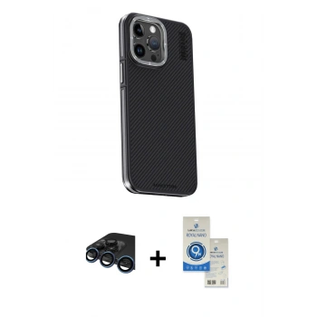 MARSİLYAN™- iPhone 15 Pro Kılıf Kıvılcım Modern Özel Seri - Şeffaf Royal Nano Ekran Koruyucu + Raze Metal Kamera Lens - LT