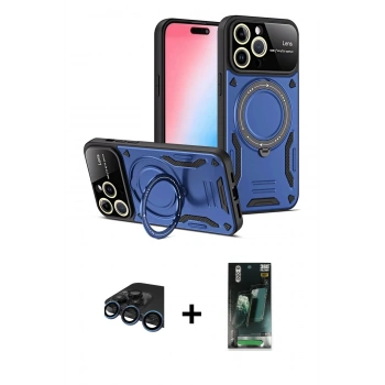 MARSİLYAN™- iPhone 15 Pro Kılıf Kıvılcım Modern Serisi - Siyah 360 Mat Full Body Arka Koruyucu + Raze Metal Kamera Lens - LT