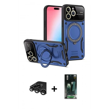 MARSİLYAN™- iPhone 15 Pro Kılıf Kıvılcım Modern Serisi - Siyah 360 Mat Full Body Arka Koruyucu + Raze Metal Kamera Lens - TMGI