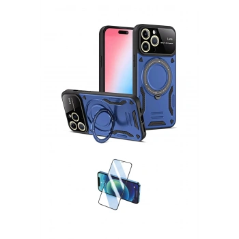 MARSİLYAN™- iPhone 15 Pro Kılıf Kıvılcım Modern Serisi - Siyah 3D Antistatik Seramik Nano Ekran Koruyucu
