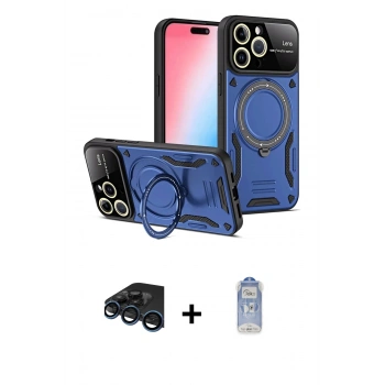 MARSİLYAN™- iPhone 15 Pro Kılıf Kıvılcım Modern Serisi - Siyah Joko Magic 5D Cam + Raze Metal Kamera Lens - LT