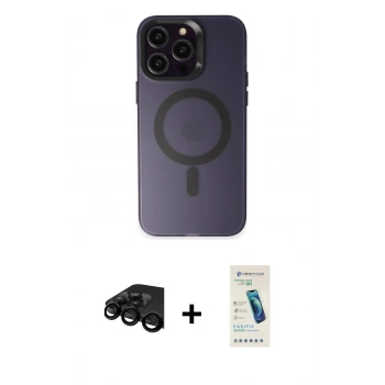 MARSİLYAN™- iPhone 15 Pro Kılıf Kozmos Çizgi Prime - Şeffaf Pasifik Cam Ekran Koruyucu + Raze Metal Kamera Lens - SH