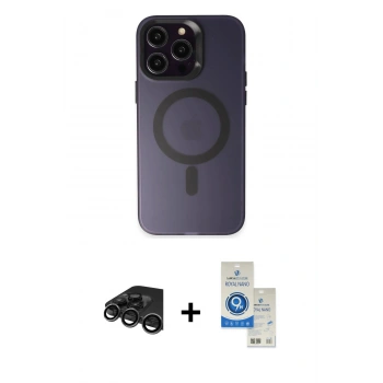 MARSİLYAN™- iPhone 15 Pro Kılıf Kozmos Çizgi Prime - Şeffaf Royal Nano Ekran Koruyucu + Raze Metal Kamera Lens - TMGI