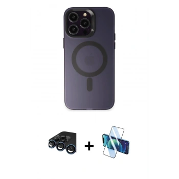 MARSİLYAN™- iPhone 15 Pro Kılıf Kozmos Çizgi Prime - Siyah 3D Antistatik Cam Ekran Koruyucu + Raze Metal Kamera Lens - LT