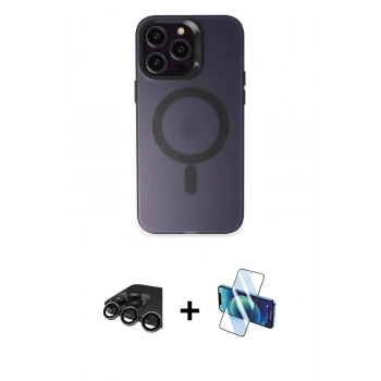 MARSİLYAN™- iPhone 15 Pro Kılıf Kozmos Çizgi Prime - Siyah 3D Antistatik Seramik Nano Ekran Koruyucu + Raze Metal Kamera Lens - TMGI