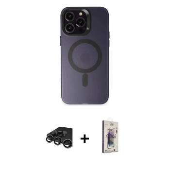 MARSİLYAN™- iPhone 15 Pro Kılıf Kozmos Çizgi Prime - Siyah Bilvis 3D Cam Ekran Koruyucu + Raze Metal Kamera Lens - TMGI
