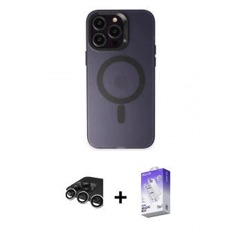 MARSİLYAN™- iPhone 15 Pro Kılıf Kozmos Çizgi Prime - Siyah Bilvis 5in1 3D Magic Cam Ekran Koruyucu + Raze Metal Kamera Lens - GS