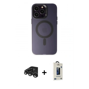 MARSİLYAN™- iPhone 15 Pro Kılıf Kozmos Çizgi Prime - Siyah Bilvis Hayalet Cam Ekran Koruyucu + Raze Metal Kamera Lens - TMGI