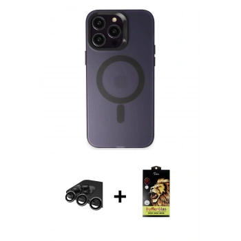 MARSİLYAN™- iPhone 15 Pro Kılıf Kozmos Çizgi Prime - Siyah Buffer Cam Ekran Koruyucu + Raze Metal Kamera Lens - TMGI