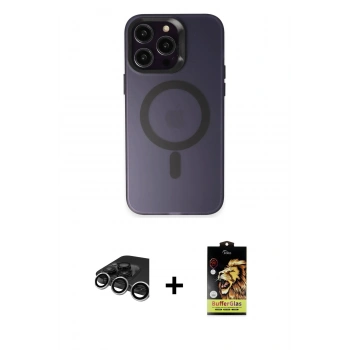 MARSİLYAN™- iPhone 15 Pro Kılıf Kozmos Çizgi Prime - Siyah Buffer Cam Ekran Koruyucu + Raze Metal Kamera Lens - GS