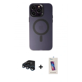 MARSİLYAN™- iPhone 15 Pro Kılıf Kozmos Çizgi Prime - Siyah Joko 5D Cam + Raze Metal Kamera Lens - LT