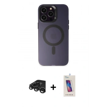 MARSİLYAN™- iPhone 15 Pro Kılıf Kozmos Çizgi Prime - Siyah Joko 5D Cam + Raze Metal Kamera Lens - TMGI