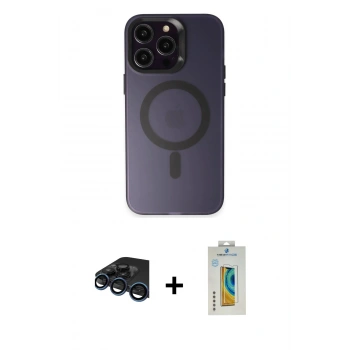 MARSİLYAN™- iPhone 15 Pro Kılıf Kozmos Çizgi Prime - Siyah Polymer Nano Ekran Koruyucu + Raze Metal Kamera Lens - LT