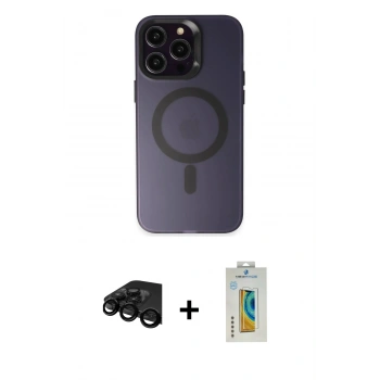 MARSİLYAN™- iPhone 15 Pro Kılıf Kozmos Çizgi Prime - Siyah Polymer Nano Ekran Koruyucu + Raze Metal Kamera Lens - SH