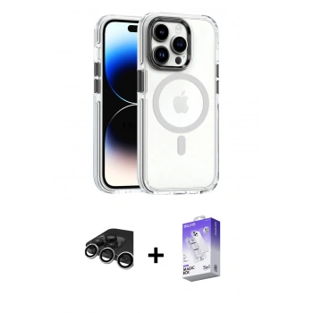 MARSİLYAN™- iPhone 15 Pro Kılıf Kozmos Doku Koleksiyonu - Siyah Bilvis 5in1 3D Magic Cam Ekran Koruyucu + Raze Metal Kamera Lens - GS