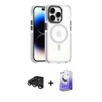MARSİLYAN™- iPhone 15 Pro Kılıf Kozmos Doku Koleksiyonu - Siyah Bilvis 5in1 5D Magic Hayalet Cam Ekran Koruyucu + Raze Metal Kamera Lens - TMGI