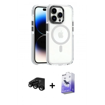 MARSİLYAN™- iPhone 15 Pro Kılıf Kozmos Doku Koleksiyonu - Siyah Bilvis 5in1 5D Magic Hayalet Cam Ekran Koruyucu + Raze Metal Kamera Lens - SH
