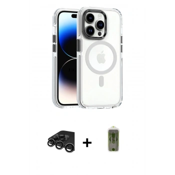 MARSİLYAN™- iPhone 15 Pro Kılıf Kozmos Doku Koleksiyonu - Siyah Joko Magic 5D Hayalet Cam + Raze Metal Kamera Lens - TMGI