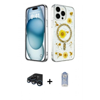 MARSİLYAN™- iPhone 15 Pro Kılıf Kozmos Doku - Siyah Joko Magic 5D Cam + Raze Metal Kamera Lens - LT