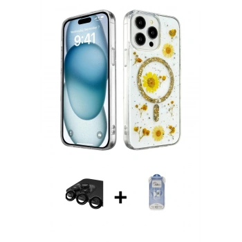 MARSİLYAN™- iPhone 15 Pro Kılıf Kozmos Doku - Siyah Joko Magic 5D Cam + Raze Metal Kamera Lens - SH