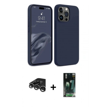 MARSİLYAN™- iPhone 15 Pro Kılıf Kozmos Yansıma Özel Seri - Şeffaf 360 Full Body Arka Koruyucu + Raze Metal Kamera Lens - GS