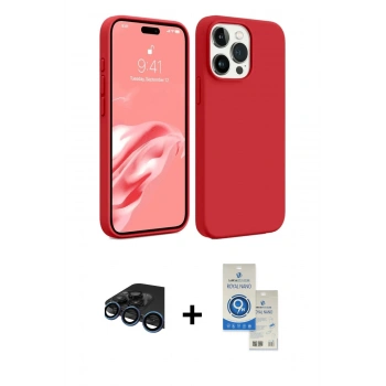 MARSİLYAN™- iPhone 15 Pro Kılıf Kozmos Yansıma Özel Seri - Şeffaf Royal Nano Ekran Koruyucu + Raze Metal Kamera Lens - LT