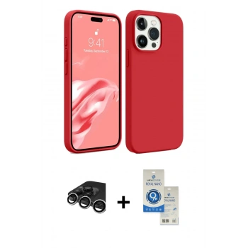 MARSİLYAN™- iPhone 15 Pro Kılıf Kozmos Yansıma Özel Seri - Şeffaf Royal Nano Ekran Koruyucu + Raze Metal Kamera Lens - GS