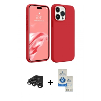 MARSİLYAN™- iPhone 15 Pro Kılıf Kozmos Yansıma Özel Seri - Şeffaf Royal Nano Ekran Koruyucu + Raze Metal Kamera Lens - TMGI