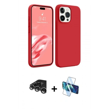 MARSİLYAN™- iPhone 15 Pro Kılıf Kozmos Yansıma Özel Seri - Siyah 3D Antistatik Cam Ekran Koruyucu + Raze Metal Kamera Lens - GS