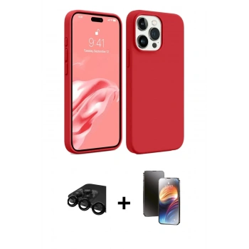 MARSİLYAN™- iPhone 15 Pro Kılıf Kozmos Yansıma Özel Seri - Siyah 3D Antistatik Mat Seramik Nano Ekran Koruyucu + Raze Metal Kamera Lens - SH