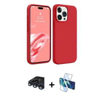 MARSİLYAN™- iPhone 15 Pro Kılıf Kozmos Yansıma Özel Seri - Siyah 3D Antistatik Seramik Nano Ekran Koruyucu + Raze Metal Kamera Lens - LT