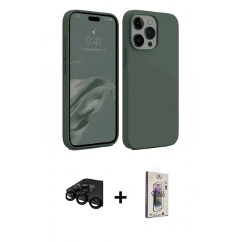 MARSİLYAN™- iPhone 15 Pro Kılıf Kozmos Yansıma Özel Seri - Siyah Bilvis 3D Cam Ekran Koruyucu + Raze Metal Kamera Lens - SH