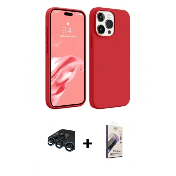 MARSİLYAN™- iPhone 15 Pro Kılıf Kozmos Yansıma Özel Seri - Siyah Bilvis 3D Mat Cam Ekran Koruyucu + Raze Metal Kamera Lens - LT